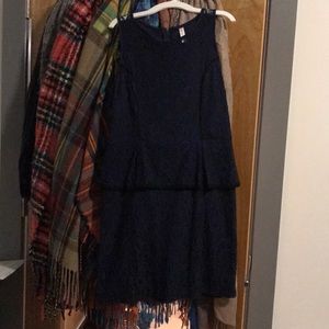 Xhilaration Navy Blue Mini Peplum Lace Dress